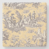 ヴィンテージブラックイエロートイレデジュエリー ストーンコースター (正面)