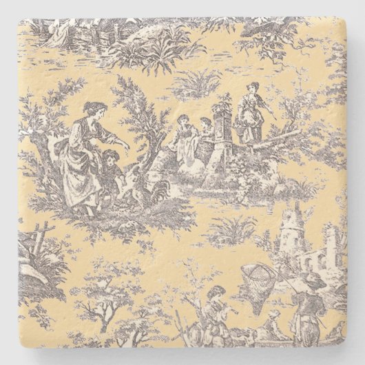 ヴィンテージブラックイエロートイレデジュエリー ストーンコースター (正面)