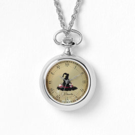 ヴィンテージブラックウィッチハット金ゴールドスターズネックレスウォッチ 腕時計