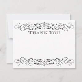 ヴィンテージブラックエレガント・フラ結婚リッシュ サンキューカード