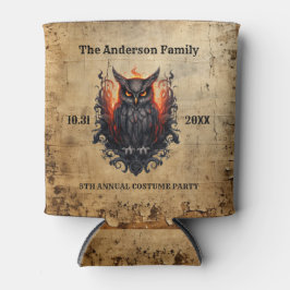 ヴィンテージブラックオレンジフクロウ旧紙ハローウィンパーティ 缶クーラー