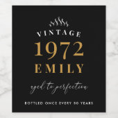 ヴィンテージブラックカスタム金ゴールド50誕生日 ワインラベル (シングルラベル)
