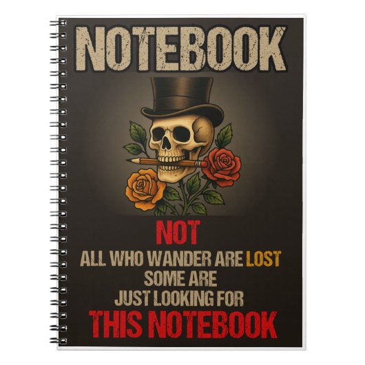 ヴィンテージブラックカバーノートブックスカルゴシック6.5x8.75 ノートブック (正面)