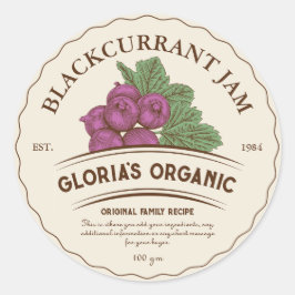 ヴィンテージブラックカラントフルーツジャム製品ラベル ラウンドシール
