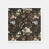 ヴィンテージブラックカントリーフローラ結婚式 スタンダードカクテルナプキン (正面)