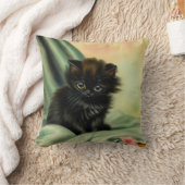 ヴィンテージブラックキットンイラストレーション クッション (ブランケット)