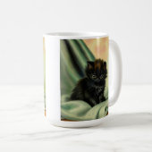 ヴィンテージブラックキットンイラストレーション コーヒーマグカップ (正面右)