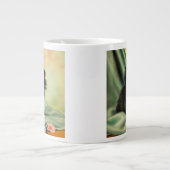 ヴィンテージブラックキットンイラストレーション ジャンボコーヒーマグカップ (正面)