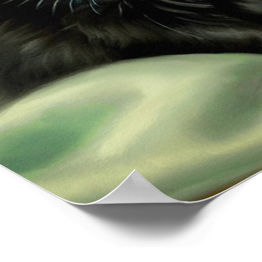 ヴィンテージブラックキットンイラストレーション ポスター (角)