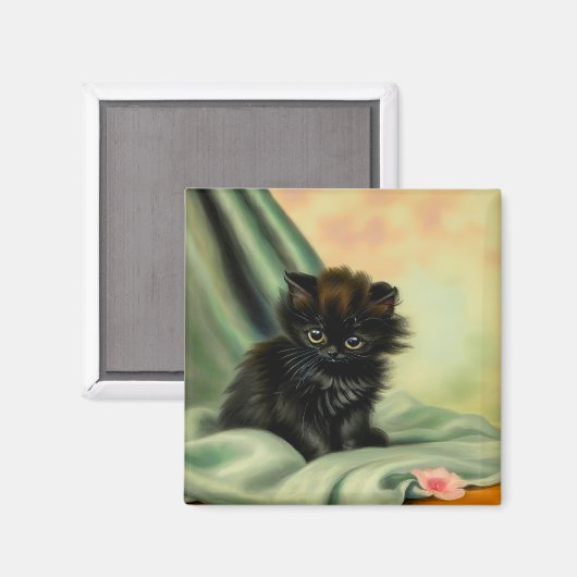 ヴィンテージブラックキットンイラストレーション マグネット (正面/裏面)