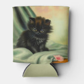 ヴィンテージブラックキットンイラストレーション 缶クーラー (正面)