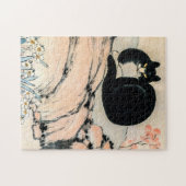 ヴィンテージブラックキャットと水仙by朱リン ジグソーパズル (横)