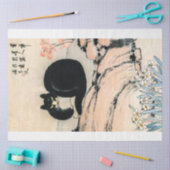 ヴィンテージブラックキャットと水仙by朱リン 薄葉紙 (クラフト)