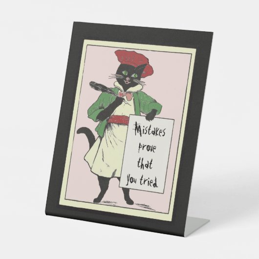 ヴィンテージブラックキャットやる気を起こさせる先生ズデスク 台座サイン (正面)