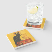 ヴィンテージブラックキャットアールヌーボーチャットノワール ストーンコースター (横)