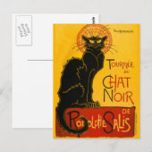 ヴィンテージブラックキャットアールヌーボーチャットノワール ポストカード (正面/裏面)