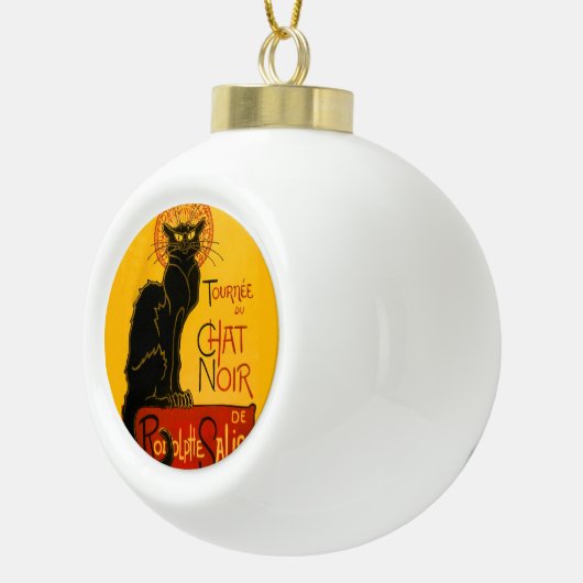 ヴィンテージブラックキャットアールヌーボーパリキュートチャットノワール セラミックボールオーナメント (右)