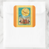 ヴィンテージブラックキャットウィッチハロウィーンステッカー スクエアシール (バッグ)