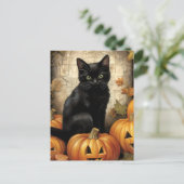 ヴィンテージブラックキャットカボチャの切り離し ポストカード (スタンド正面)