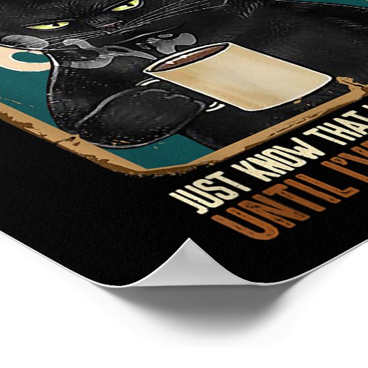 ヴィンテージブラックキャットコーヒーのスペルが逆Eeff ポスター (角)