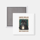 ヴィンテージブラックキャットコーヒーのスペルを逆にする マグネット (正面/裏面)