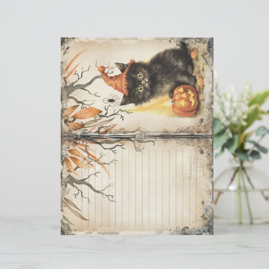 ヴィンテージブラックキャットハロウィーンジャンクジャーナルページ (スタンド正面)