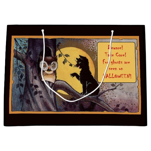 ヴィンテージブラックキャットハロウィーン抱き枕 ラージペーパーバッグ (正面)