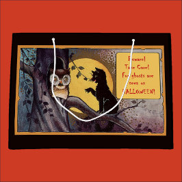 ヴィンテージブラックキャットハロウィーン抱き枕 ラージペーパーバッグ