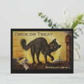 ヴィンテージブラックキャットハローウィンパーティ招待状 招待状 (スタンド正面)