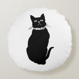 ヴィンテージブラックキャット装飾用クッション ラウンドクッション