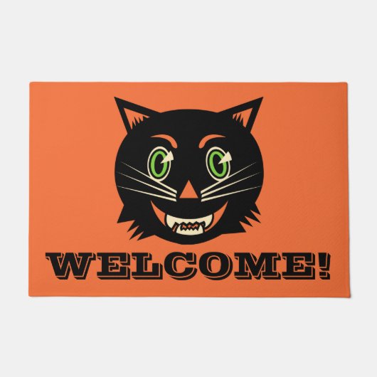 ヴィンテージブラックキャット ドアマット (正面)