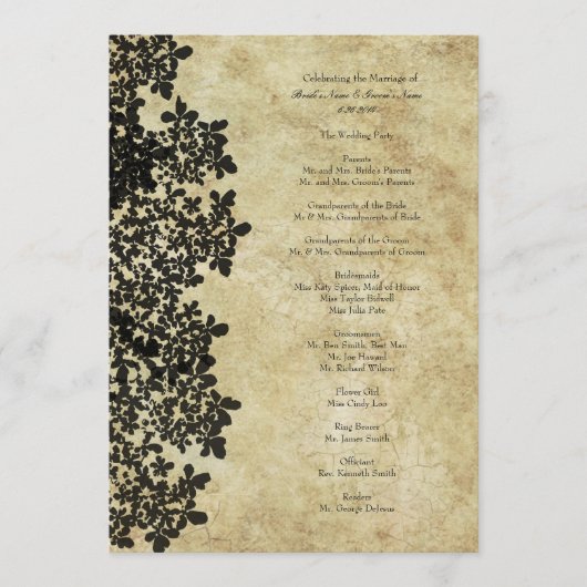 ヴィンテージブラッククイーンアンズレース結婚式 プログラム (正面)