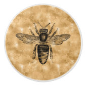 ヴィンテージブラッククイーンビーハニカムセラミックノブ セラミックノブ (正面)