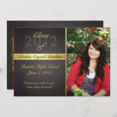 ヴィンテージブラッククラスの卒業案内 招待状 (正面/裏面)