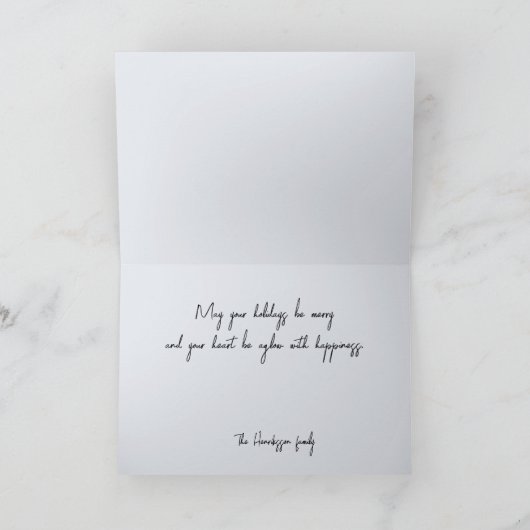 ヴィンテージブラッククリスマスオーナメントとリボン シーズンカード (内部)