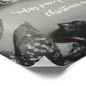 ヴィンテージブラッククリスマスオーナメントとリボン ポスター (角)