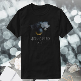 ヴィンテージブラッククリスマスオーナメントとリボン Tシャツ