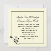 ヴィンテージブラッククリームアイボリーフローラ旋回フレーム 招待状 (正面)