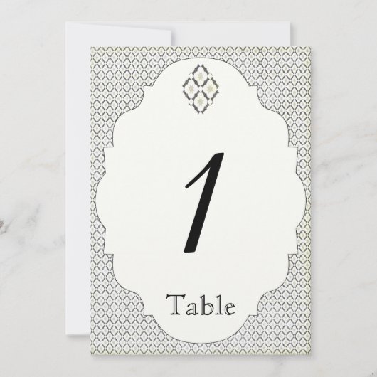 ヴィンテージブラッククリームダイヤ結婚モンドのテーブル番号 招待状 (正面)