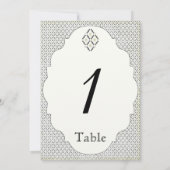 ヴィンテージブラッククリームダイヤ結婚モンドのテーブル番号 招待状 (裏面)