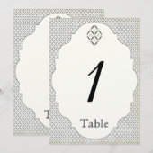 ヴィンテージブラッククリームダイヤ結婚モンドのテーブル番号 招待状 (正面/裏面)