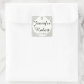 ヴィンテージブラッククリームダイヤ結婚モンド封筒用シール スクエアシール (バッグ)