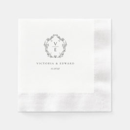 ヴィンテージブラッククレストモノグラム結婚ズ 縁ありカクテルナプキン