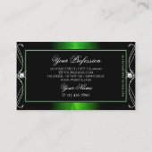 ヴィンテージブラックグリーンスパークルジュエリー華美オーナメント 名刺 (裏面)