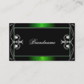 ヴィンテージブラックグリーンスパークルジュエリー華美オーナメント 名刺 (正面)