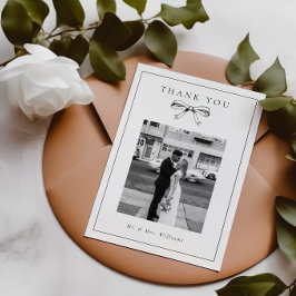 ヴィンテージブラックコケットボウフォトフラット結婚ズ サンキューカード