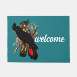 ヴィンテージブラックコッカトゥー | Elizabeth Gould 1800s ドアマット