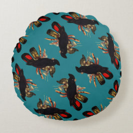 ヴィンテージブラックコッカトゥー | Elizabeth Gould 1800s ラウンドクッション