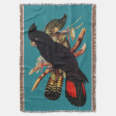 ヴィンテージブラックコッカトゥー | Elizabeth Gould 1800s Pos スローブランケット (正面縦)