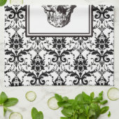 ヴィンテージブラックゴシック様式スカルハロウィーン キッチンタオル (折り畳み)